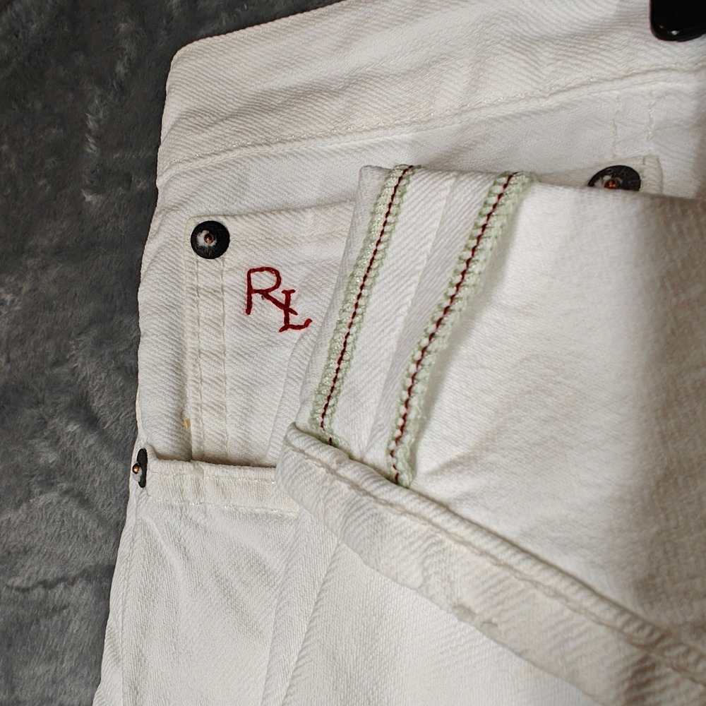 Polo Ralph Lauren White Selvedge Denim Jean Varik Slim Pant Men 40x32 FITS 42x32